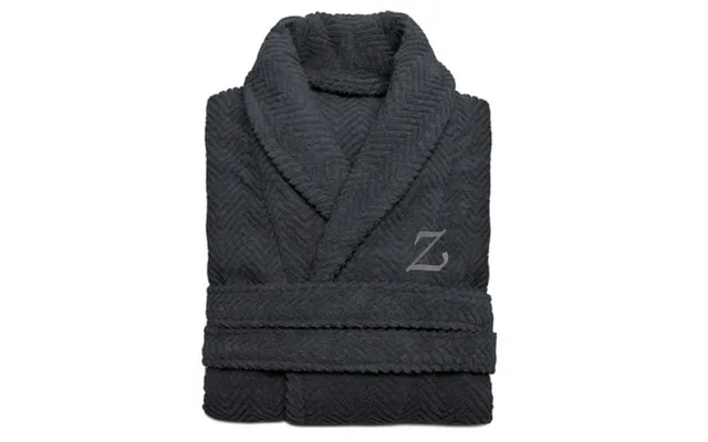 Authentic Hotel And Spa Charcoal Grey Monogrammed Herringbone Turkish Cotton Bath Robe Z L Xl product image