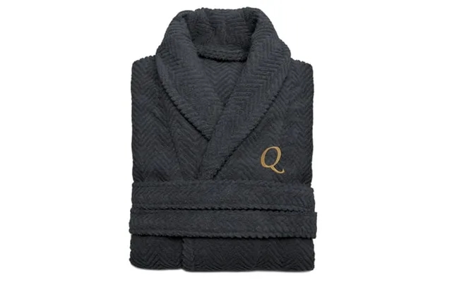 Authentic Hotel And Spa Charcoal Grey With Gold Monogrammed Herringbone Weave Turkish Cotton Unisex Bath Robe Q L Xl product image