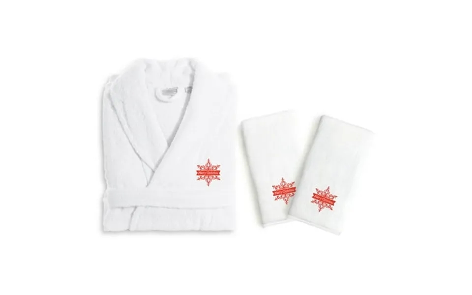 Authentic Hotel And Spa Merry Christmas Holiday Terry Cloth Turkish Cotton Bath Robe And Hand Towel Set Set Of 3 L Xl