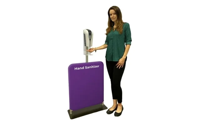 Automatic Sanitizer Dispenser Floor Stand Kit Double-sided Clean Your Hands Here Graphic Banner Touch-free Dispenser 24x product image