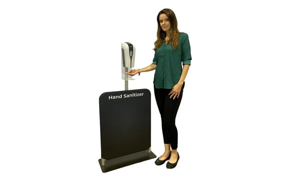Automatic Sanitizer Dispenser Floor Stand Kit Double-sided Clean Your Hands Here Graphic Banner Touch-free Dispenser 24x