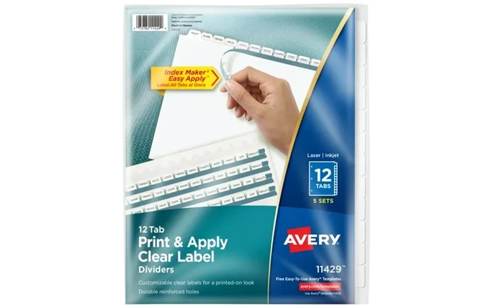 Avery 12 Tab Print & Apply Dividers Index Maker 5 Sets 11429