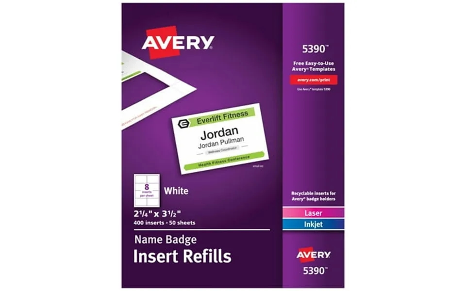 Avery Name Badge Inserts 2.25 X 3.5 400 Inserts 5390