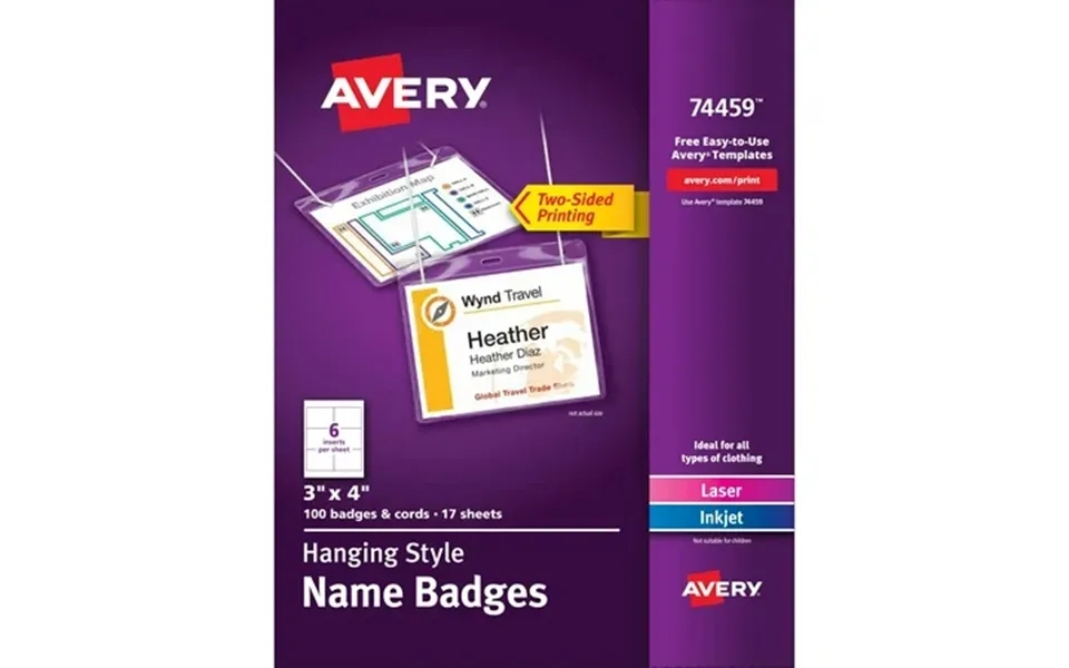 Avery Name Badges With Cords 3 X 4 100 Total 74459