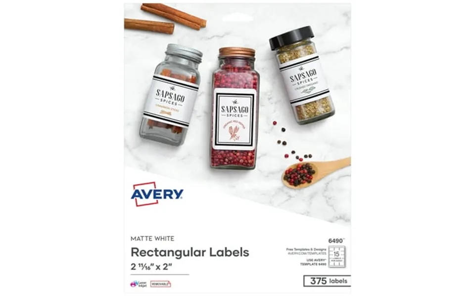 Avery Printable Labels 2-11 16 X 2 Matte White 375ct 6490