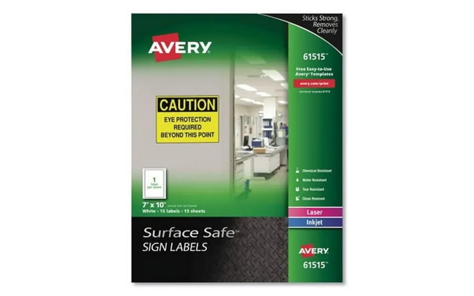 Avery Surface Safe Removable Label Safety Signs Inkjet Laser Printers 7 X 10 White 15 Pack Each