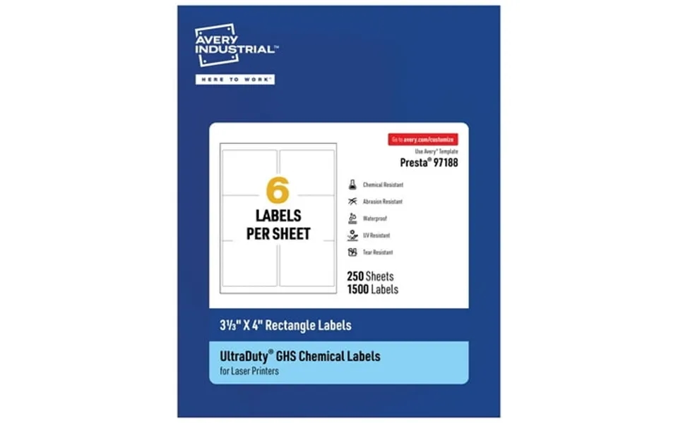 Avery Ultraduty Ghs Labels 3-1 3 X 4 1500 Ct Laser Printer