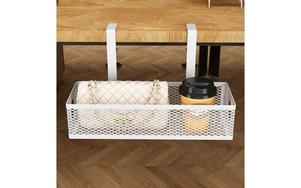 Avtoify No Hole Office Iron Under The Table Carbon Steel Storage Hanging Basket Cable Manager Classroom Adjustable Desk