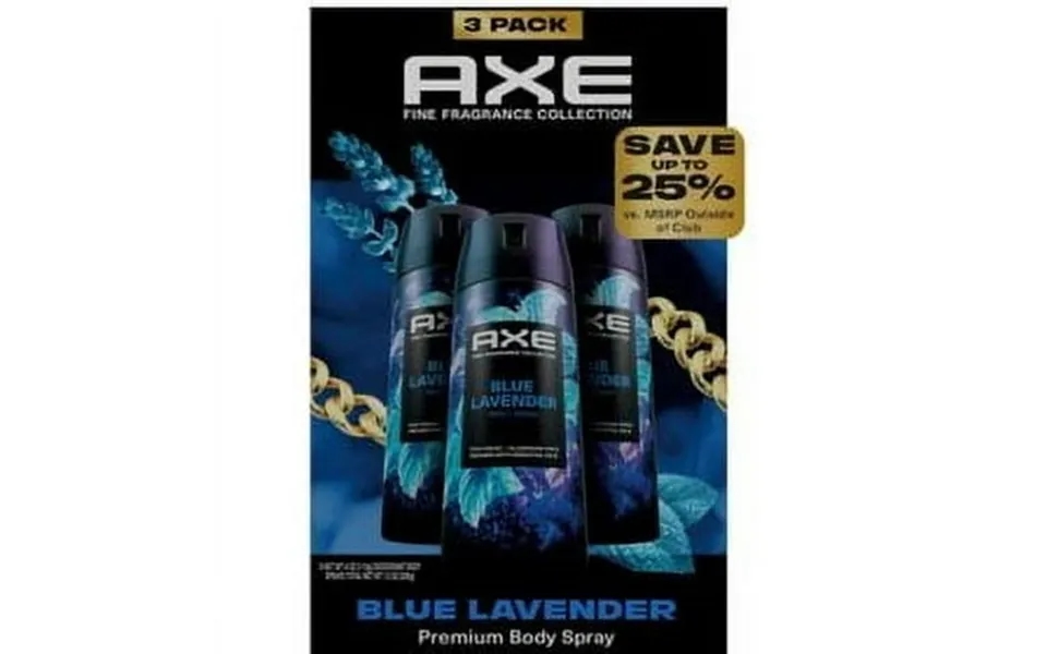 Axe Premium Deodorant Body Spray Blue Lavender 4 Oz. 3 Count