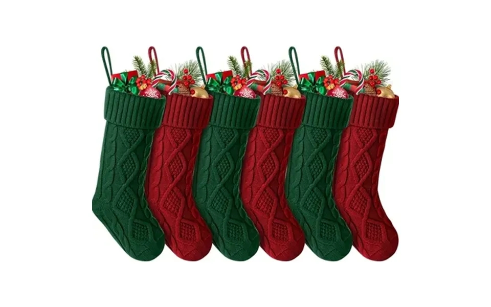 Ayieyill 6pcs Christmas Stockings Large Knitted Xmas Stockings 18 Inches Fireplace Hanging Stockings For Family Holiday