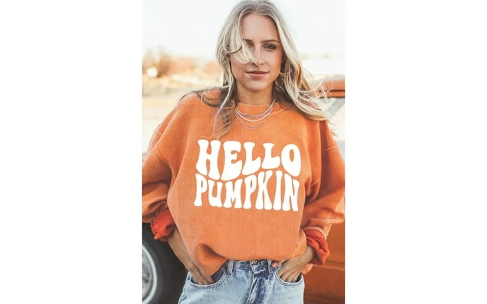 Azura Exchange - Hello Pumpkin Corduroy Sweatshirt Orange Xl