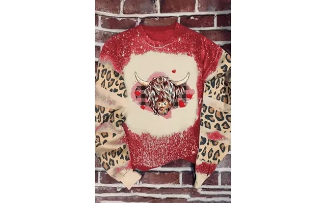 Azura Exchange - Womens Red Buffalo Plaid Leopard Print Long Sleeve Distressed Sweatshirt product image
