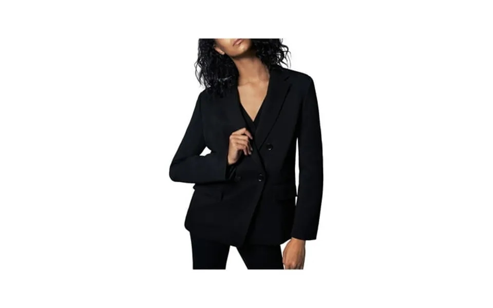 B New York Womens Black Stretch Pocketed Faux Double-breasted Wear To Work Blazer Jacket S