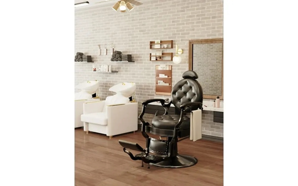 Baasha Classic Barber Chair Retro Reclining Barber Chair With Removable Headrest Vintage Barber Chair With Heavy-duty St