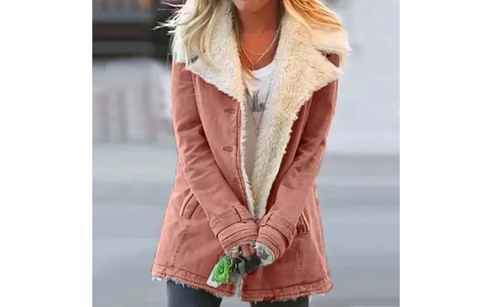 Baberdicy Women S Plush Button-front Jacket Turn-down Collar Warm Coat Cold Commute & Shopping Fuzzy Button-front Jacket