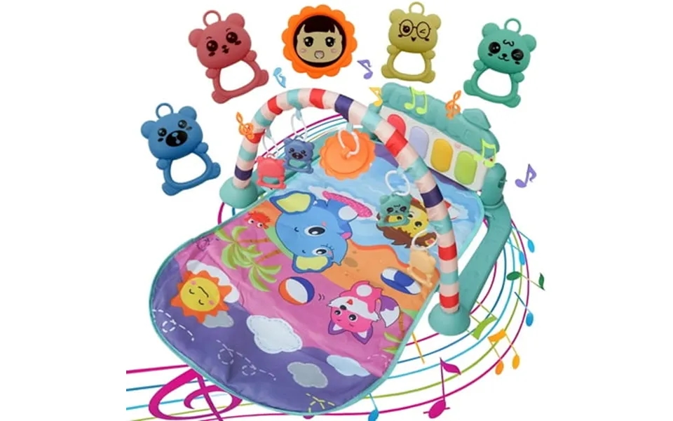 Baby Gym Mat Baby Play Mat Activity Center With Kick And Play Piano Gym Hanging Toys For Infants 0-12 Months Blue