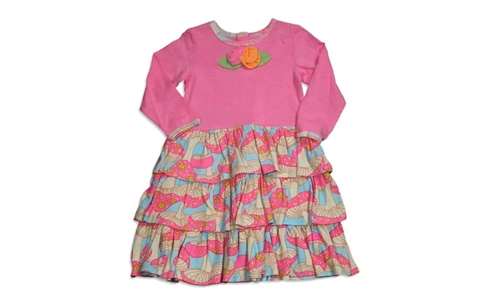 Baby Lulu - Baby Girls Long Sleeve Ana Dress 30356-3months Ava Dress Mushroom