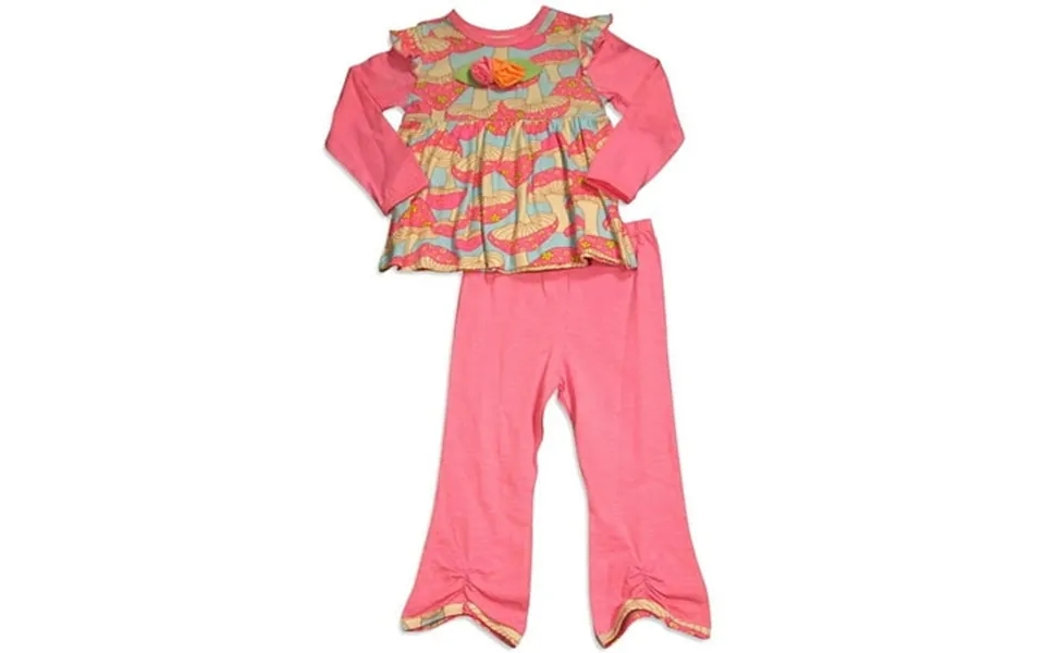 Baby Lulu - Baby Girls Long Sleeve Jill Mushroom Pant Set 30358-9months Jill Set Mushroom