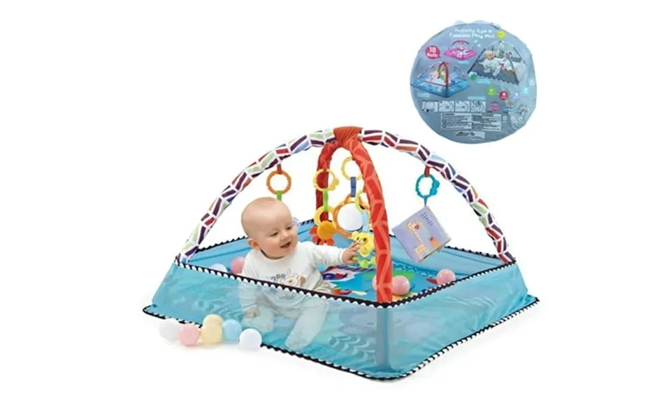 Baby Plays Mat Gym Activity Play Mat With 5 Hanging Toys & 18 Balls Infant Floor Crawling Mat Play Gym For Kids Boys & G