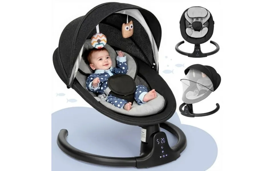 Baby Swing For Infant Caveen Electric Bluetooth Music Bouncer Rocker With 5 Sway Modes 3 Timing Removable Cushion Black
