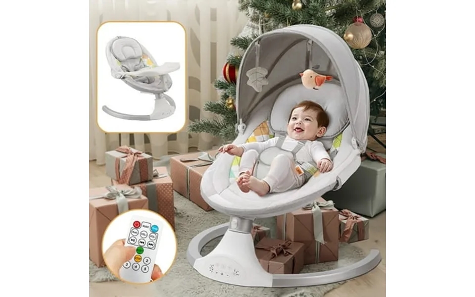 Baby Swing For Infants Caveen Baby Rocker With Dinner Plate 5 Swing Speeds Adapter Battery Operated Indoor Outdoor Grey