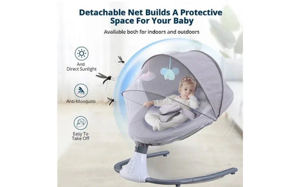 Baby Swing For Infants Portable Bouncer To Toddler 4 Speed 4 Timing Remote Bluetooth App Control Indoor Outdoor 5-20 Lb