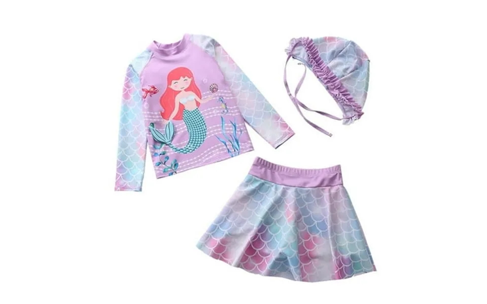 Baby Toddler Girls Mermaid Swimsuit Rashguard Set Long Sleeve Upf 50 Cm25-6mz Size 4t