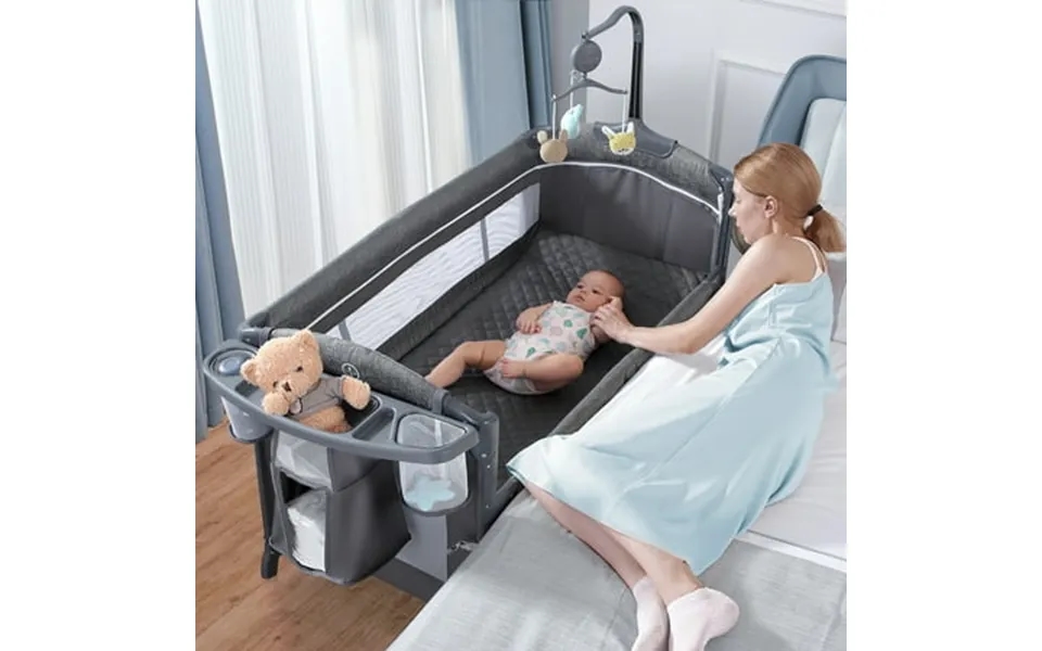 Babybond Unisex Infant Flat Bedside Sleeper Bassinet Diaper Changing Table With Wheels And Floding Frame For 0-36 Mmonth