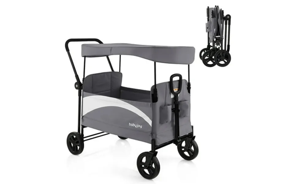 Babyjoy 2-seat Wagon Stroller Folding With Adjustable Canopy Net Content 1 Each Age Group Infant Gray