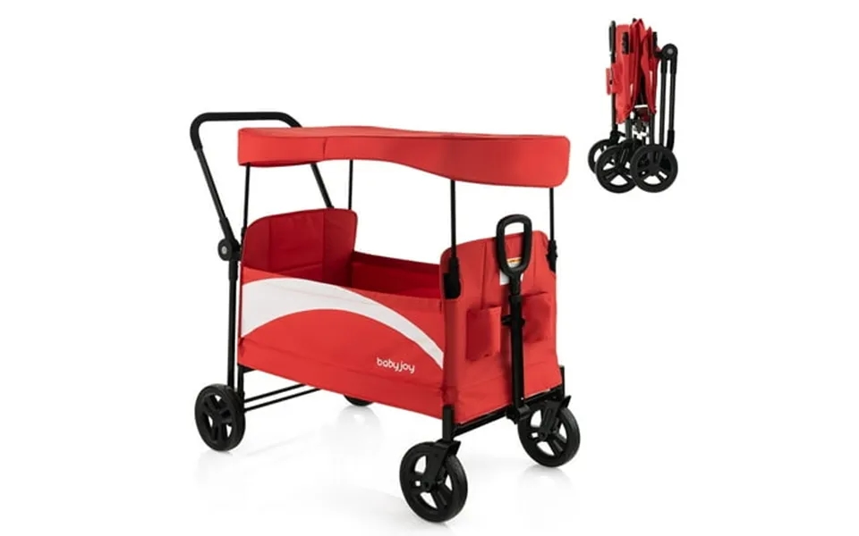 Babyjoy 2-seat Wagon Stroller Folding With Adjustable Canopy Net Content 1 Each Age Group Infant Red