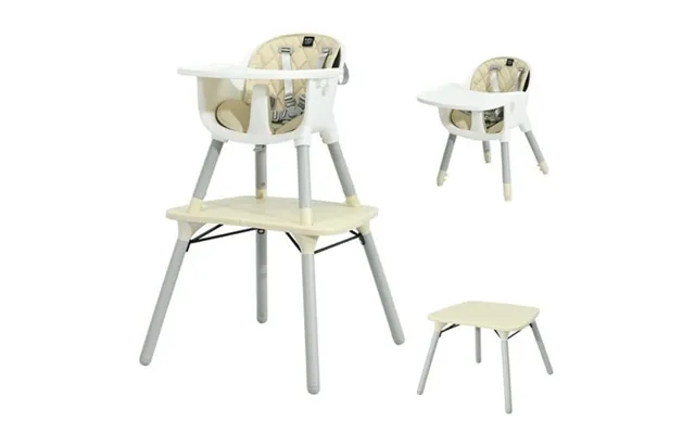Babyjoy 4 In 1 Baby High Chair Convertible Toddler Table Chair Set With Pu Cushion Beige product image
