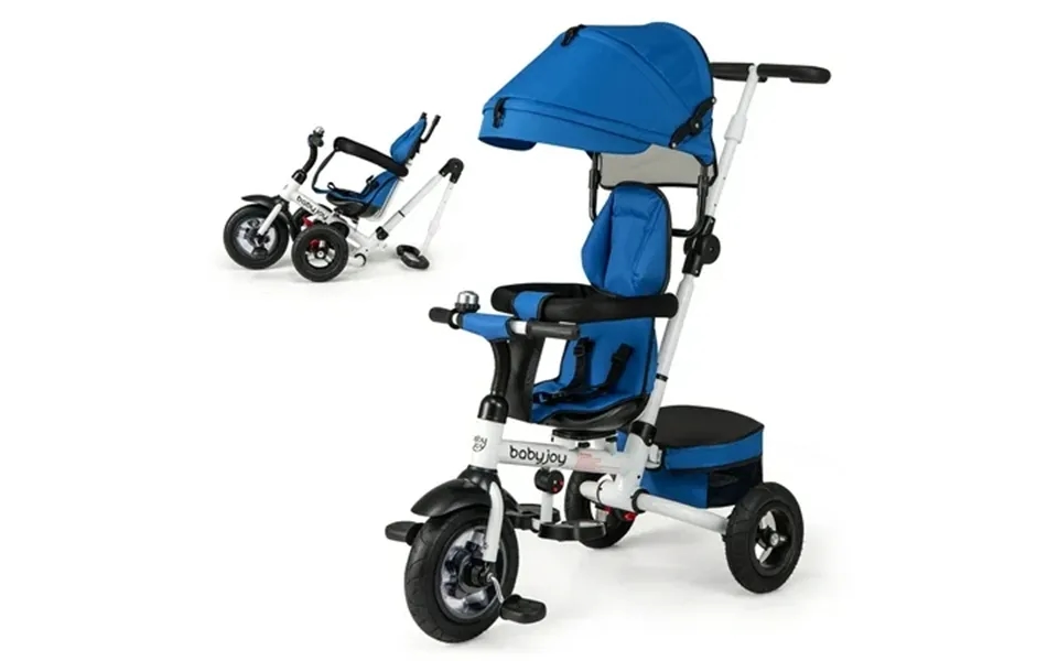 Babyjoy 5-in-1 Folding Trike For Toddlers 1-5 Years Old With Safety Harness Storage Blue