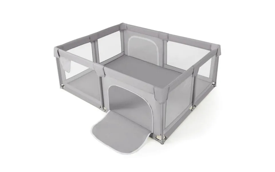 Babyjoy 75 X 59 Large Baby Playpen With Breathable Mesh & Zipper Doors Play Yard Fence Gray
