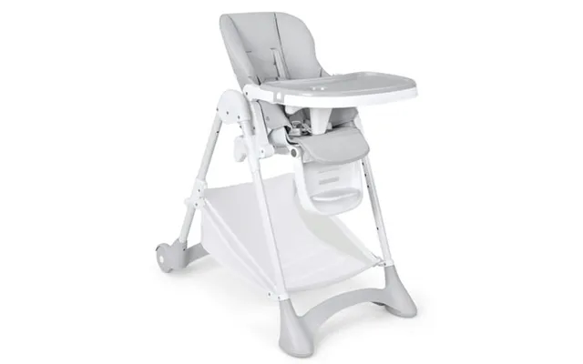 Babyjoy Convertible Folding Adjustable High Chair With Wheel Tray Storage Basket Grey product image