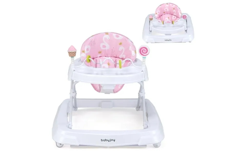 Babyjoy Foldable Baby Activity Walker With Adjustable Height& Detachable Seat Cushion Pink