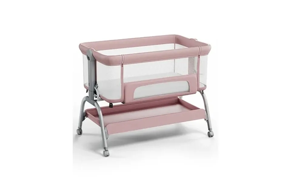Babyomi 3 In 1 Baby Bassinet Portable Playard With Storage Basket And Wheels Adjustable Height Bassinet Bedside Sleeper