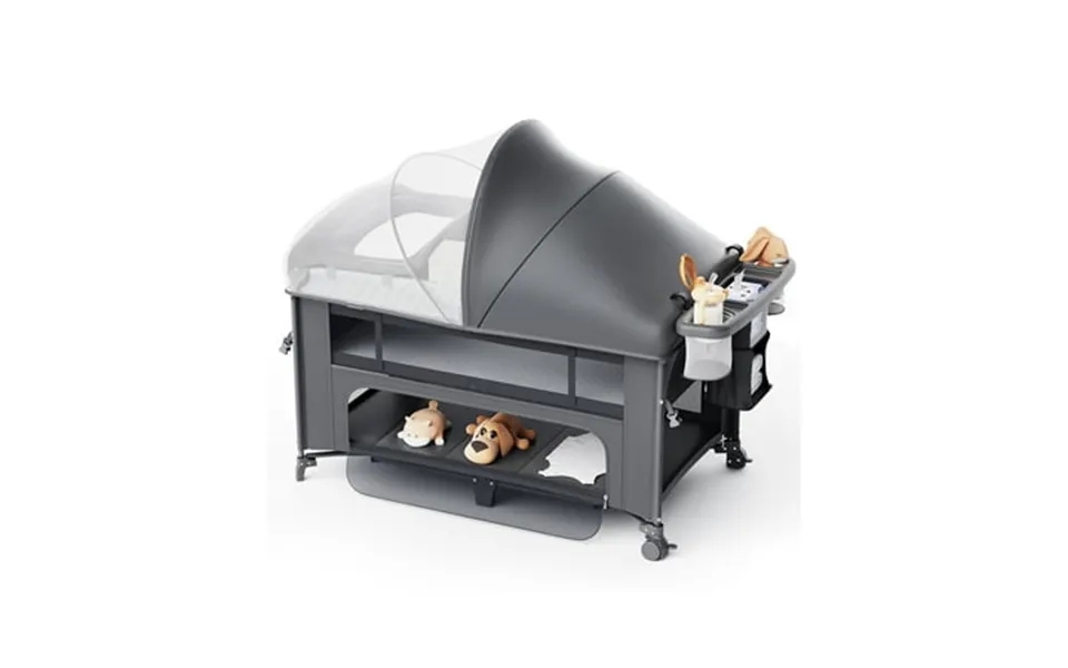 Babyomi 4 In 1 Baby Bassinet With Diaper Changer Long Next To Bed Crib With Mattress Height Adjustable Pack And Play Bed