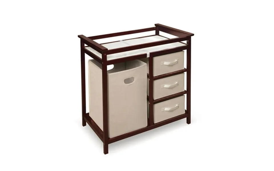 Badger Basket Modern Baby Changing Table With Hamper And 3 Baskets - Cherry