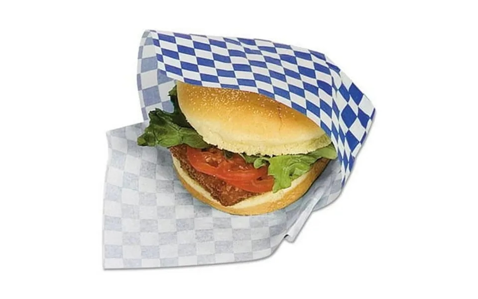 Bagcraft Grease-resistant Paper Wraps And Liners 12 X 12 Blue Check 1000 Box 5 Boxes Carton -bgc057850