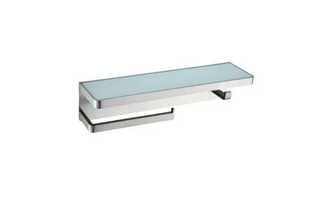 Bagno Bianca Stainless Steel White Glass Shelf With Towel Bar & Robe Hook Brushed Nickel product image