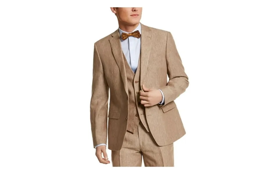 Bar Iii Mens Linen Pinstripe Two-button Blazer Tan 38s