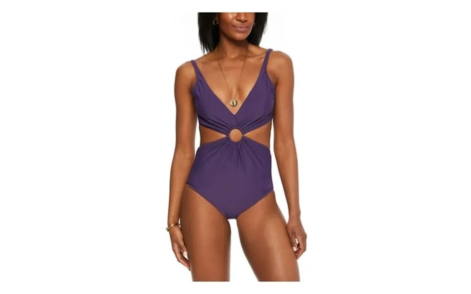 Bar Iii Women S Purple Ring Removable Cups Deep V Neck Monokini Swimsuit L