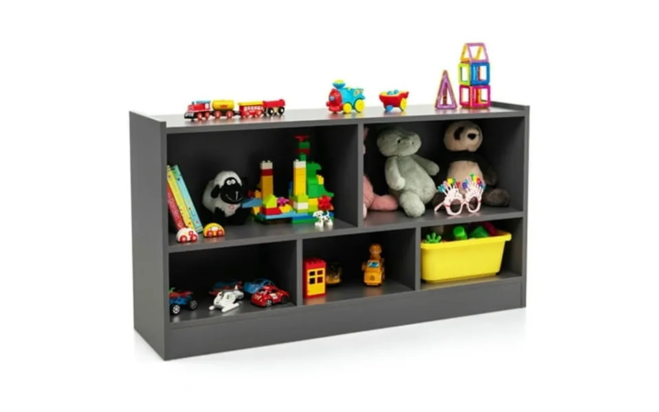 Barara King Kids Storage Unit Bookshelf Toy Storage Organizer Kids 2-shelf Bookcase 5-cube Wood Toy Storage Cabinet Orga