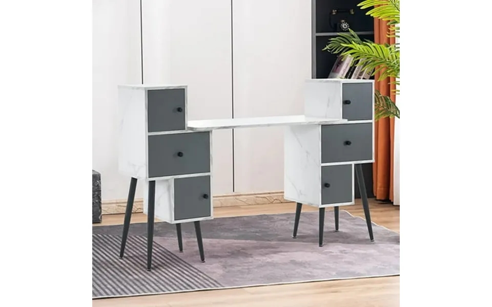 Barberpub Manicure Table Nail Desk With Drawer Beauty Makeup Storage For Spa And Home 2677