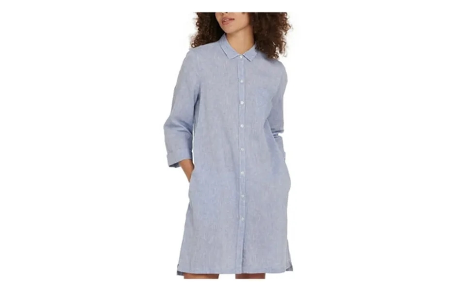 Barbour Womens Blue Cotton Blend Pocketed Heather Point Collar Above The Knee Shirt Dress 14