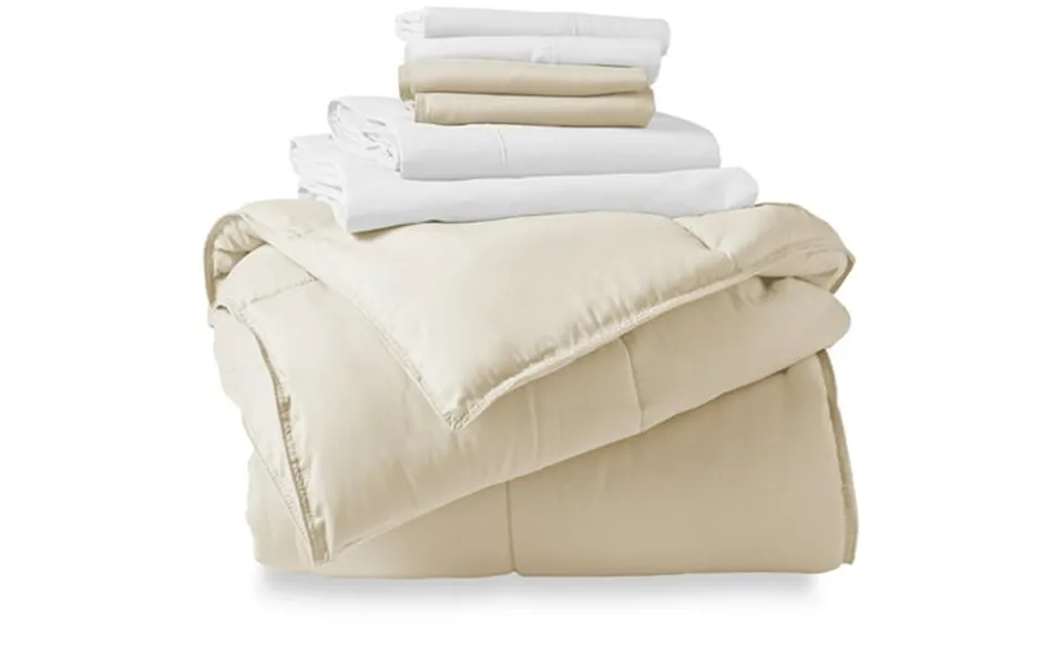 Bare Home Microfiber 8-piece Sand And White Bed In A Bag Split Queen