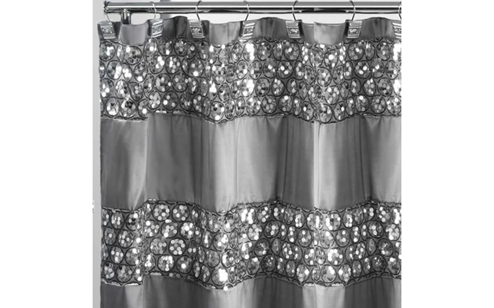 Bath Accessory 4pc Curtain Mat Set Includes Curtain & Hooks Contour & Mat Rug Silver