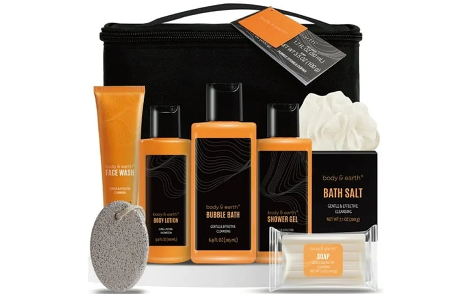 Bath Gift Basket Sets For Men Christmas - 8pcs Citrus Bath & Body Care Relaxing Birthday Gifts At Home Spa Kits