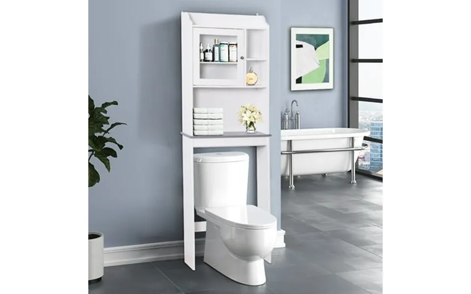 Bathroom Above Toilet Cabinet Espresso Mdf Storage Cabinet Bathroom Storage Space Saver With Adjustable Shelf & Glass Do