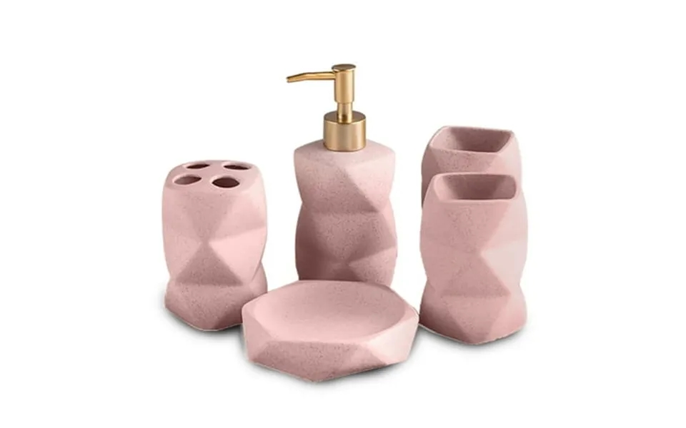 Bathroom Accessory Set 5 Pcs Bathroom Accessories Complete Set - 1 Soap Dispenser 1 Toothbrush Holder 2 Tumblers 1 Soap
